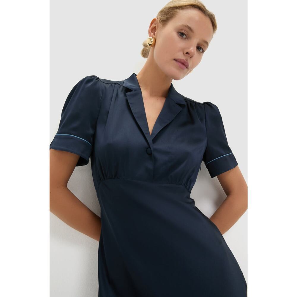 TUCKERNUCK Navy Satin Bellamy Dress Size M NWT Retail $268 Tuckernuck - Picture 5 of 7